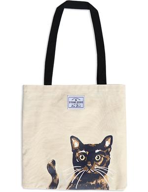 Cotton Standing Cat Pattern Tote Bag